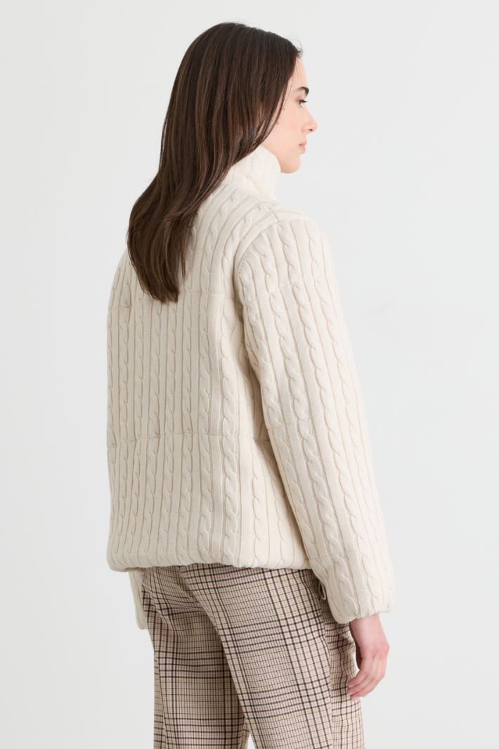 Cable-knit padded jacket - WHITE - Intrend - 4