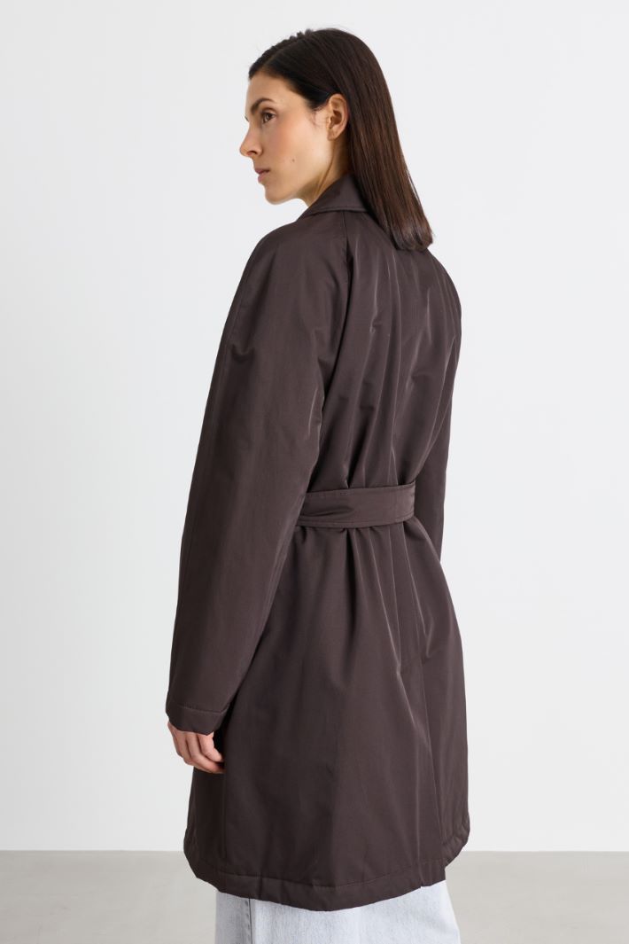 Padded Water-Repellent Trench Coat - BROWN - Intrend - 4