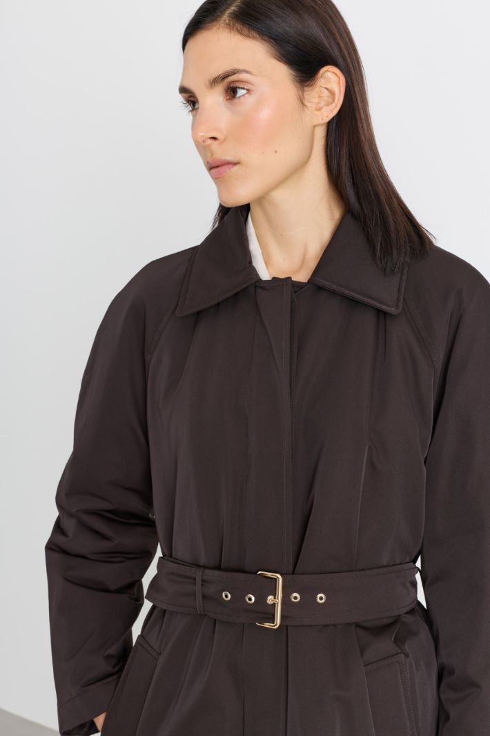 Padded Water-Repellent Trench Coat - BROWN - Intrend - 3