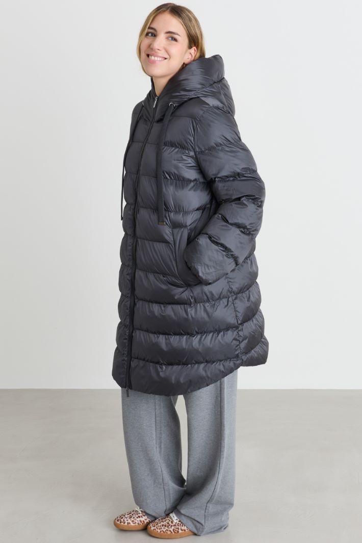 Padded jacket in water-repellent technical canvas - GREY - Intrend - 2