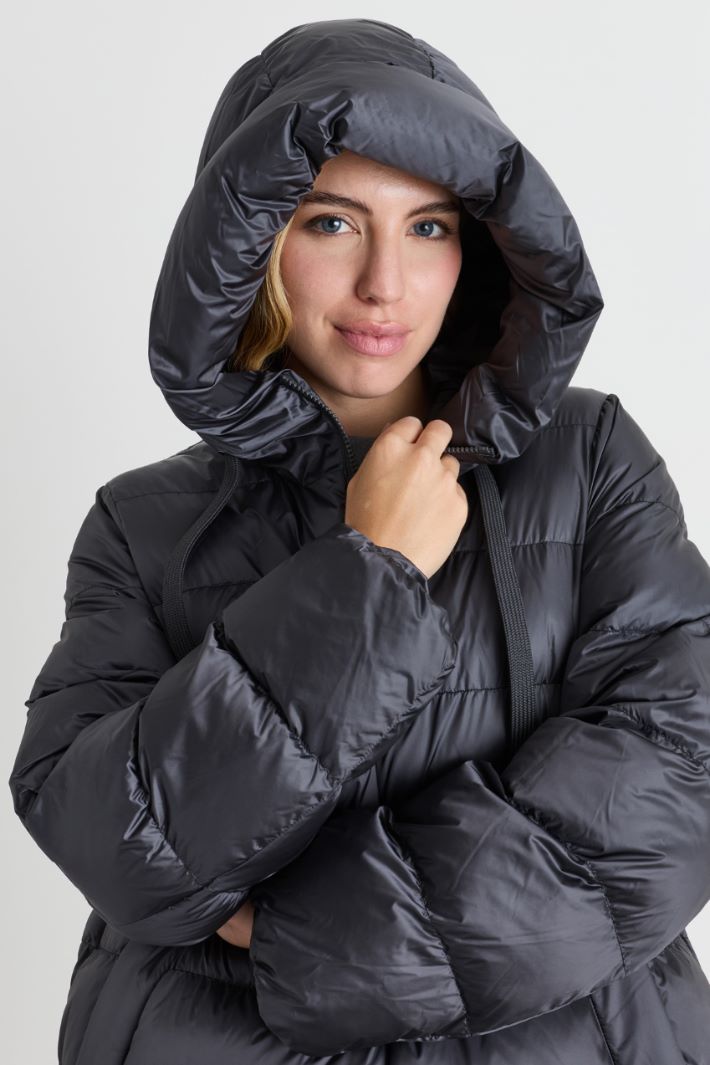 Padded jacket in water-repellent technical canvas - GREY - Intrend - 3