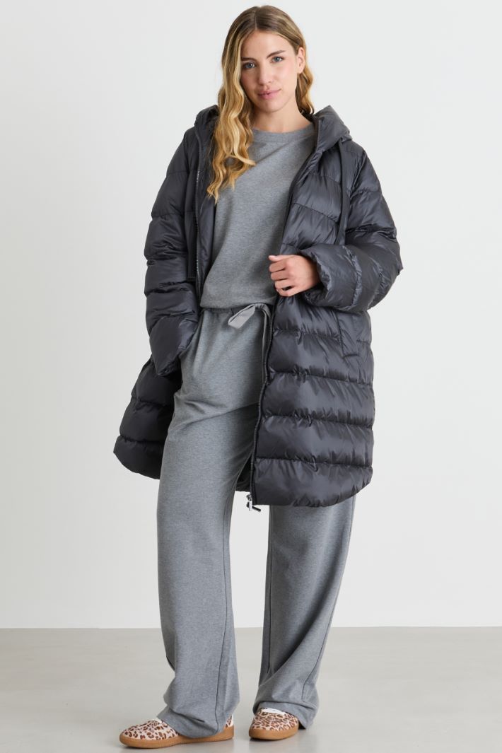 Padded jacket in water-repellent technical canvas - GREY - Intrend