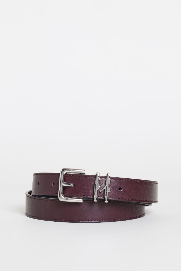 Double-Loop Leather Belt - BORDEAUX - Intrend