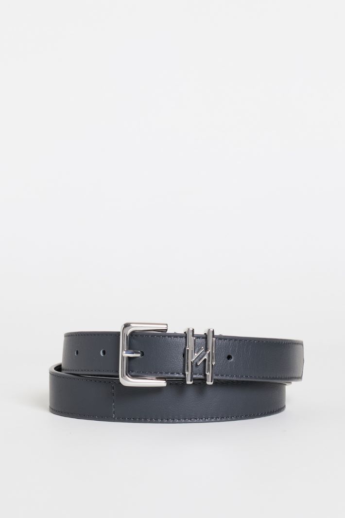 Double-Loop Leather Belt - BLACK - Intrend