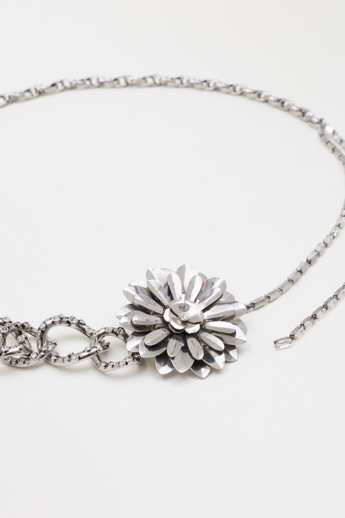 Floral Rhinestone Belt - SILVER - Intrend - 2