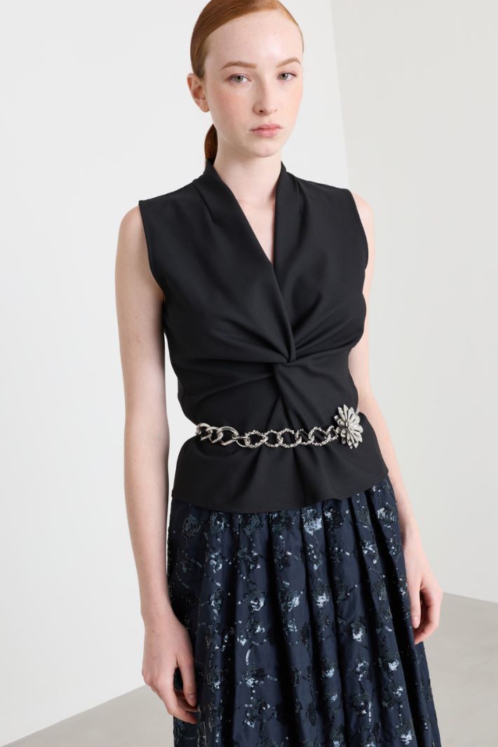 Floral Rhinestone Belt - SILVER - Intrend - 3