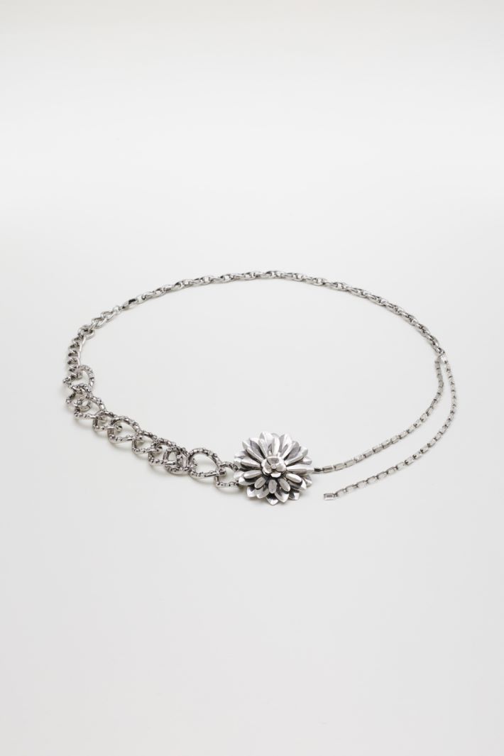 Floral Rhinestone Belt - SILVER - Intrend