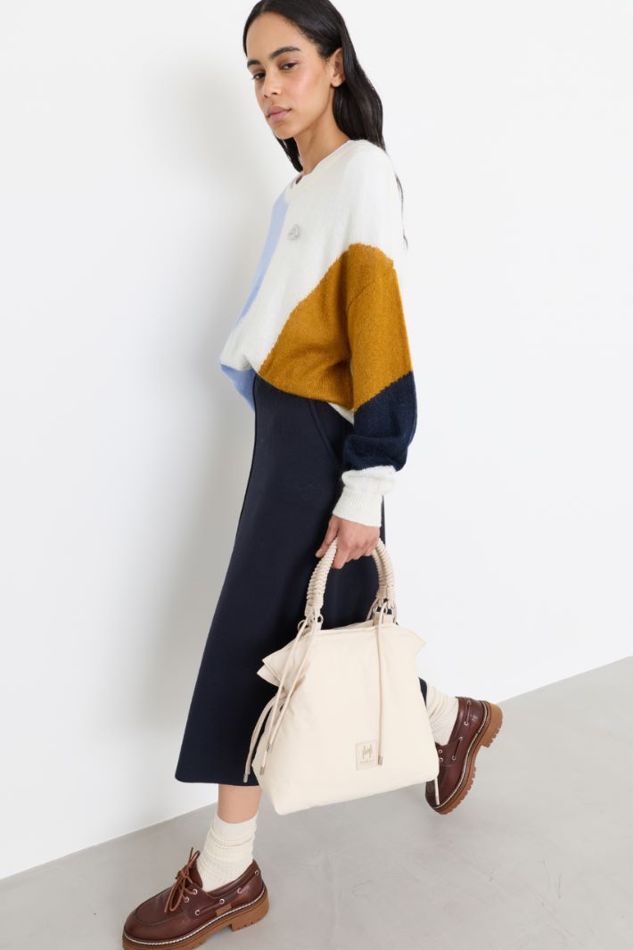 Woven Handle Shopper - IVORY - Intrend - 5