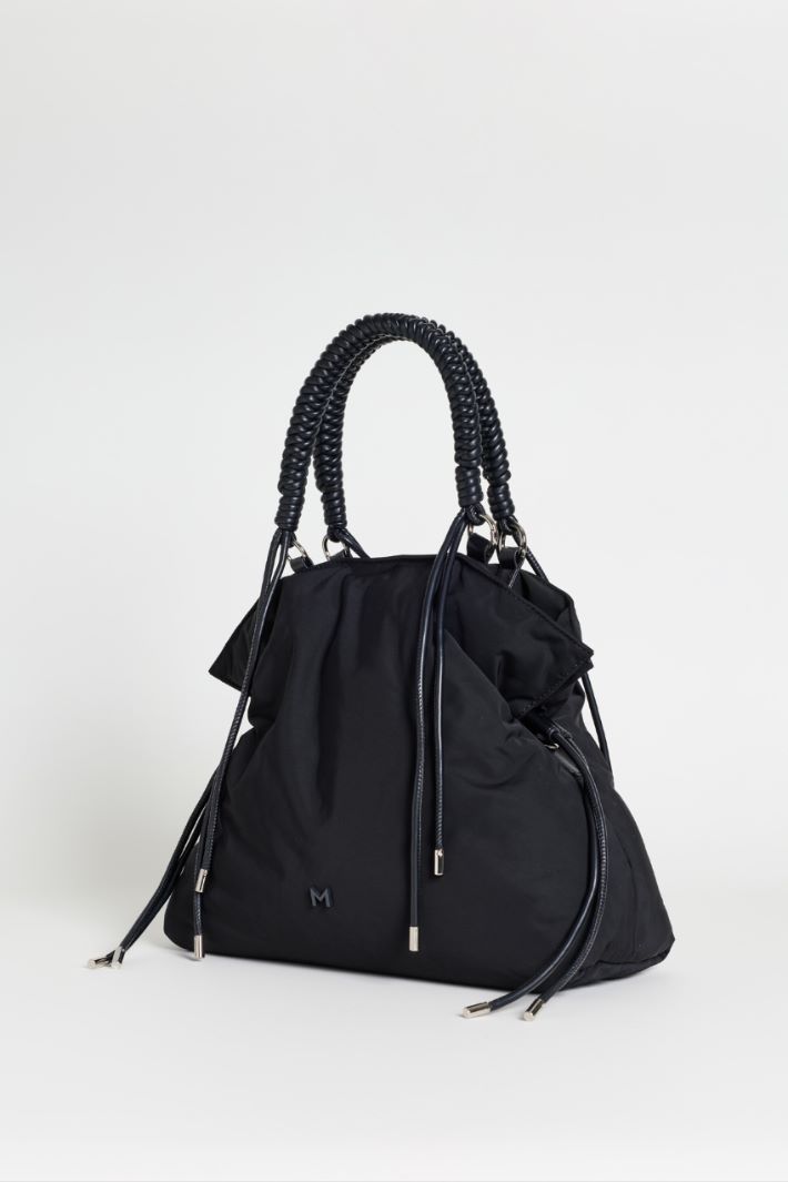 Woven Handle Shopper - BLACK - Intrend - 2