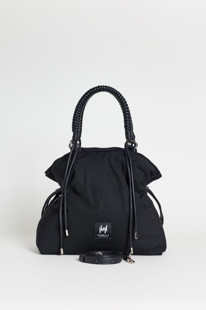 Woven Handle Shopper - BLACK - Intrend - 3