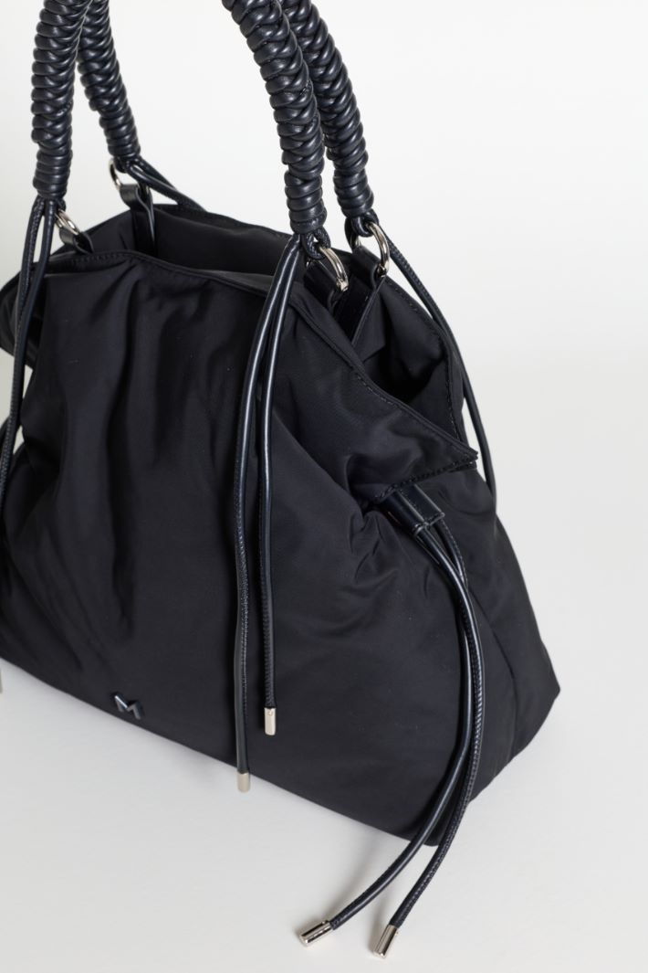 Woven Handle Shopper - BLACK - Intrend - 4