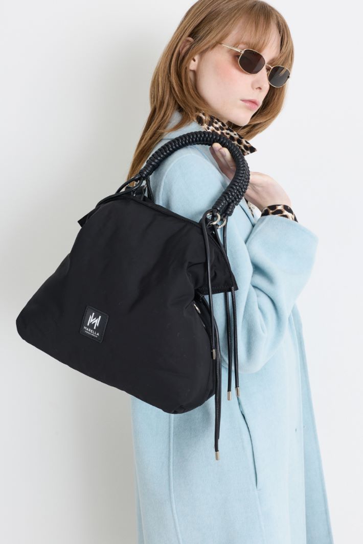 Woven Handle Shopper - BLACK - Intrend - 5