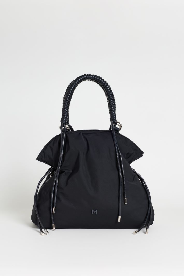 Woven Handle Shopper - BLACK - Intrend