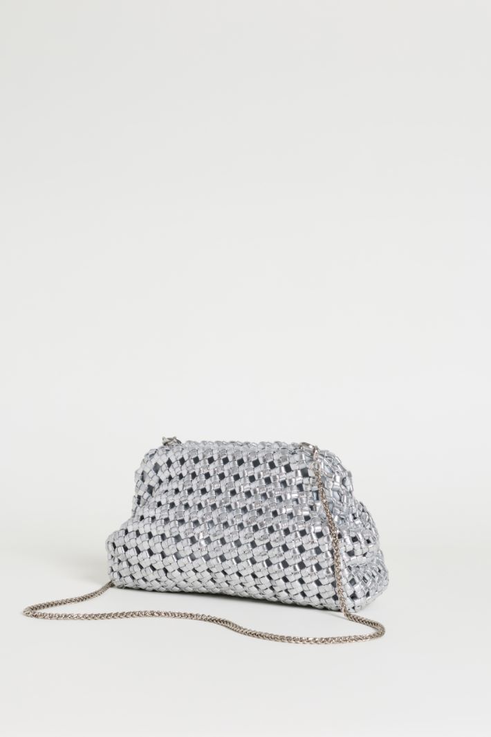 Coated Woven Clutch - SILVER - Intrend - 2