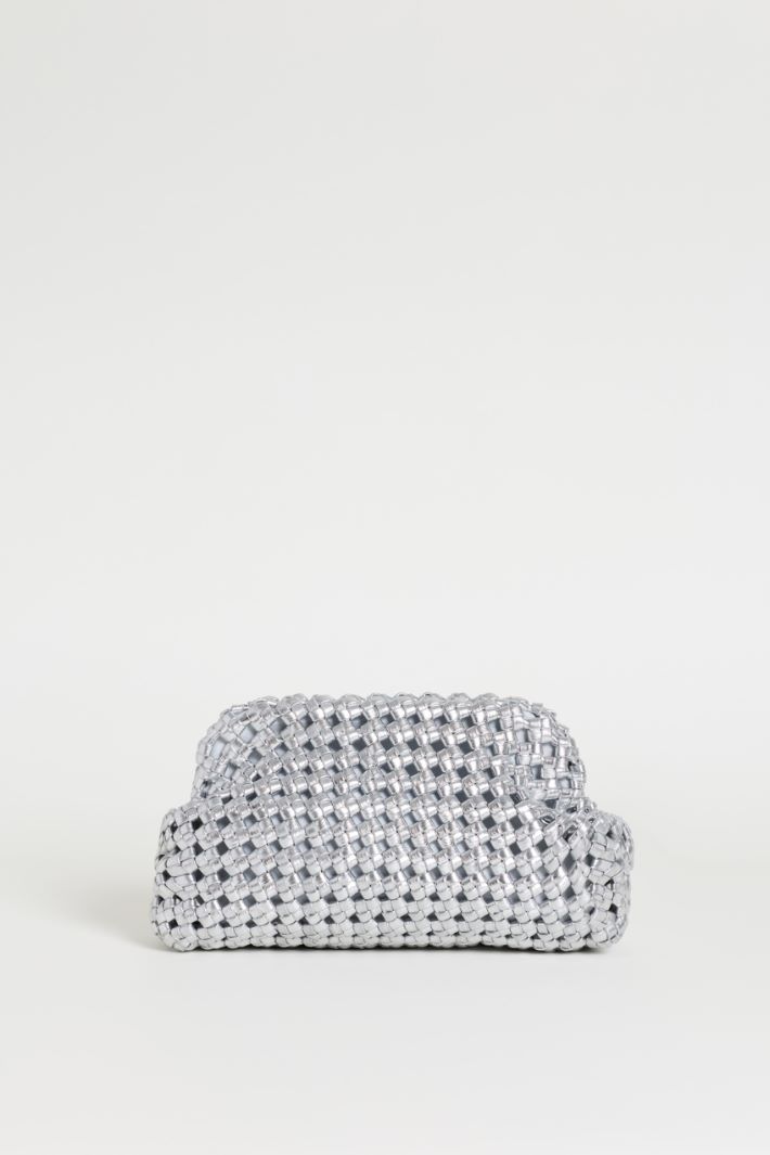 Coated Woven Clutch - SILVER - Intrend