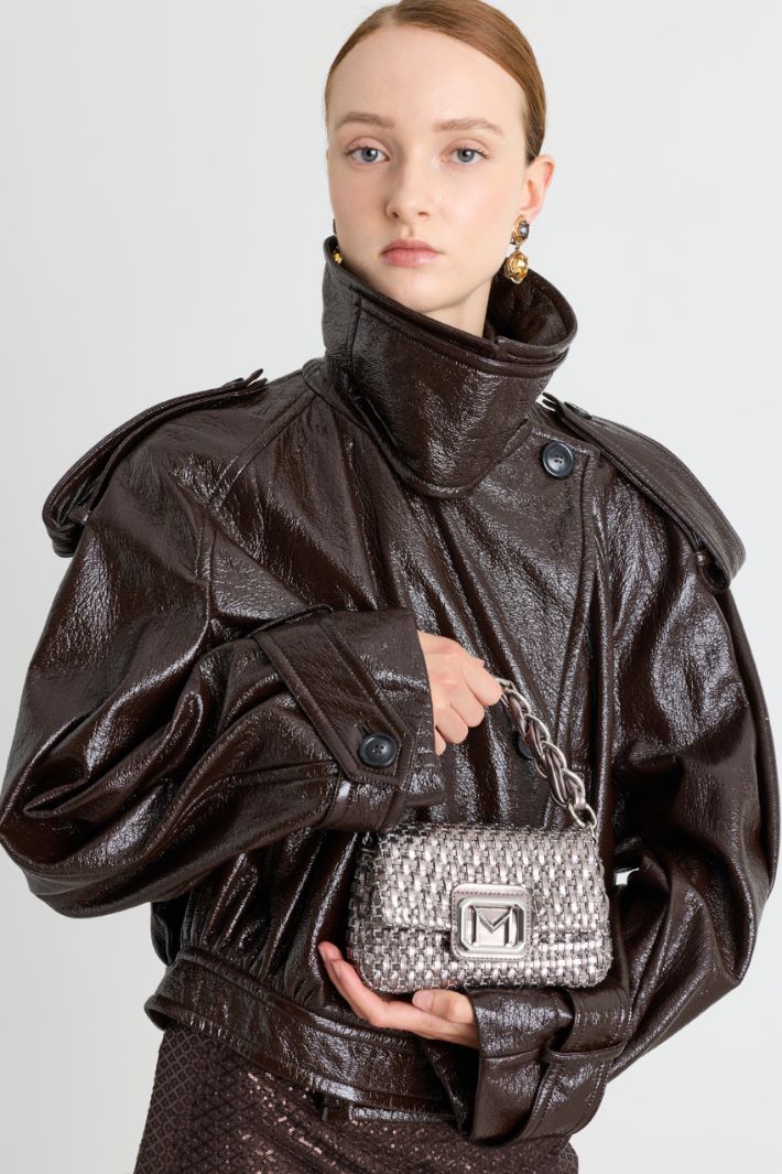 Woven Handbag - SILVER - Intrend - 5