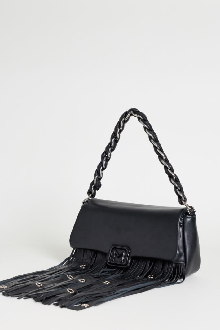 Fringe and Eyelet Bag - BLACK - Intrend - 2
