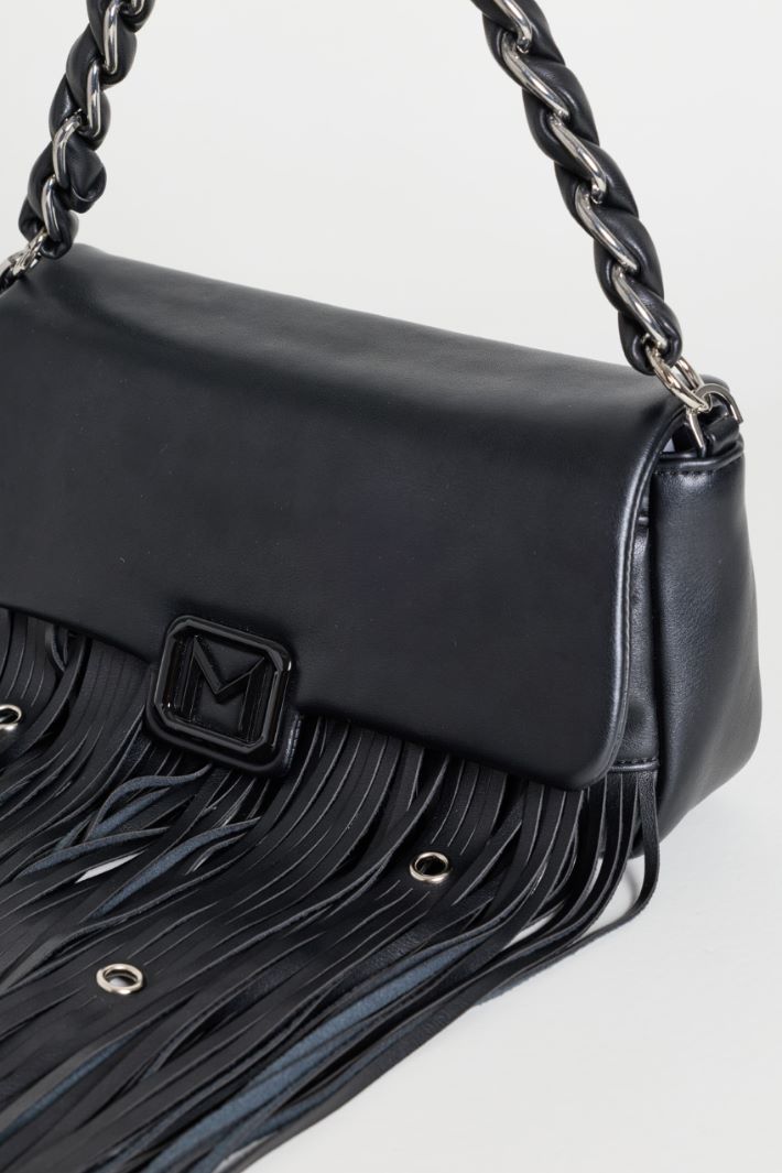 Fringe and Eyelet Bag - BLACK - Intrend - 4