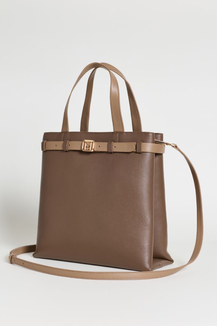 Belted North-South Tote - GREEN - Intrend - 2