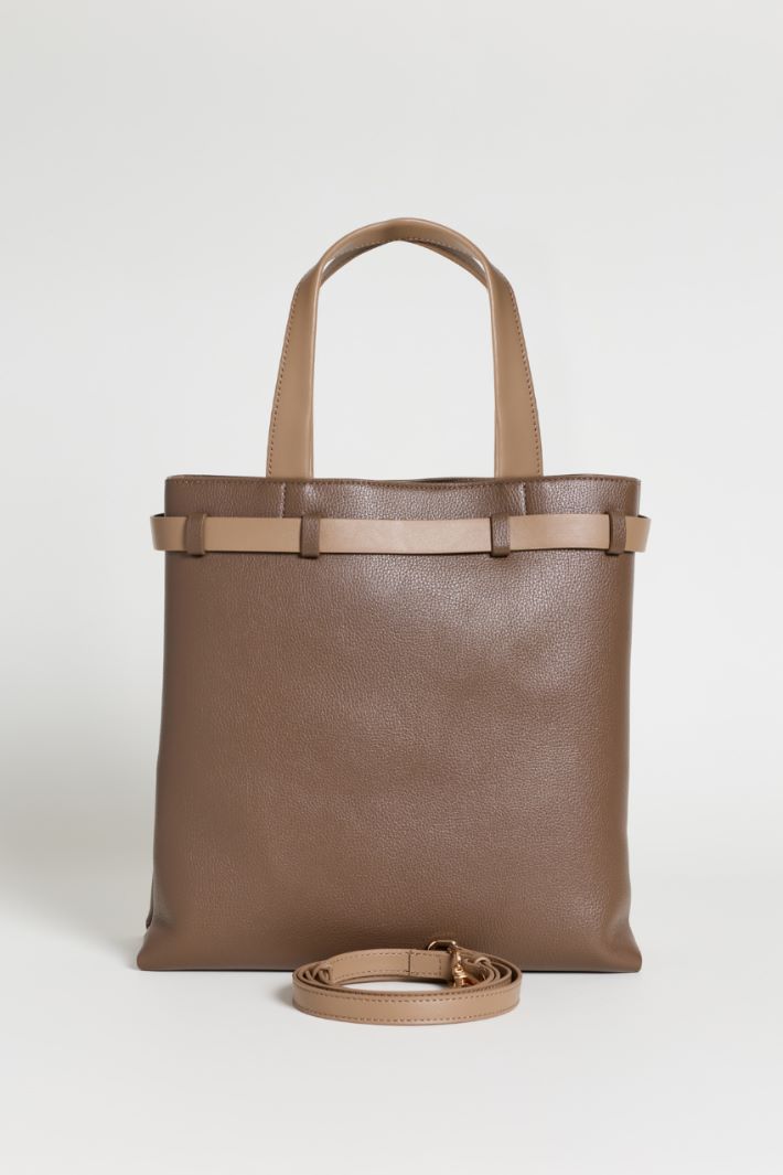 Belted North-South Tote - GREEN - Intrend - 3