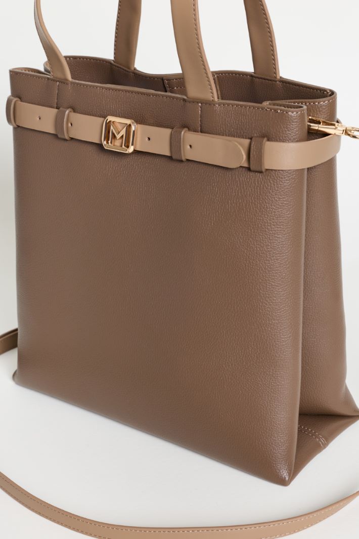 Belted North-South Tote - GREEN - Intrend - 4