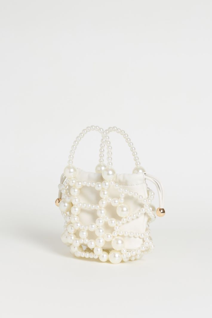Small Bucket Bag with Spheres - WHITE - Intrend - 2