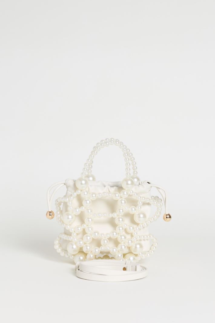 Small Bucket Bag with Spheres - WHITE - Intrend - 3