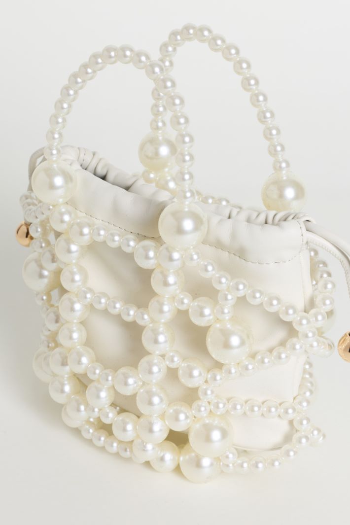 Small Bucket Bag with Spheres - WHITE - Intrend - 4