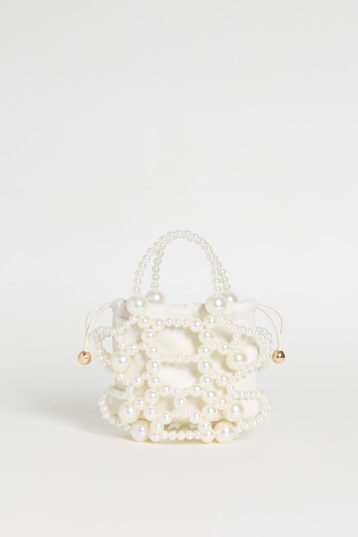 Small Bucket Bag with Spheres - WHITE - Intrend