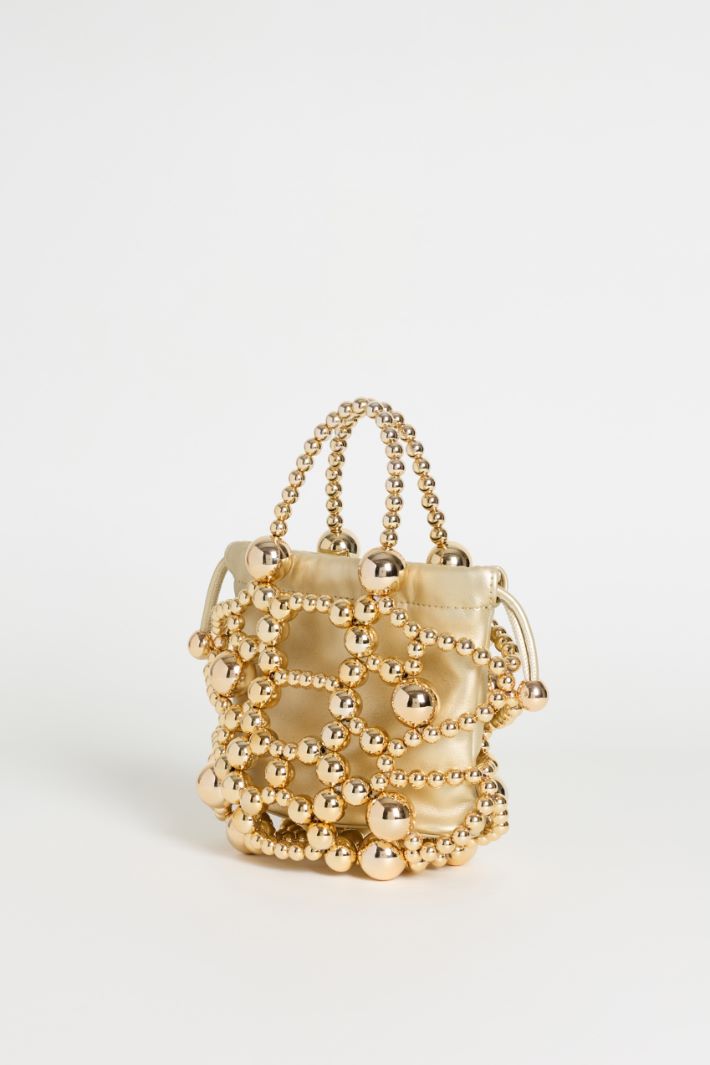 Small Bucket Bag with Spheres - GOLD - Intrend - 2