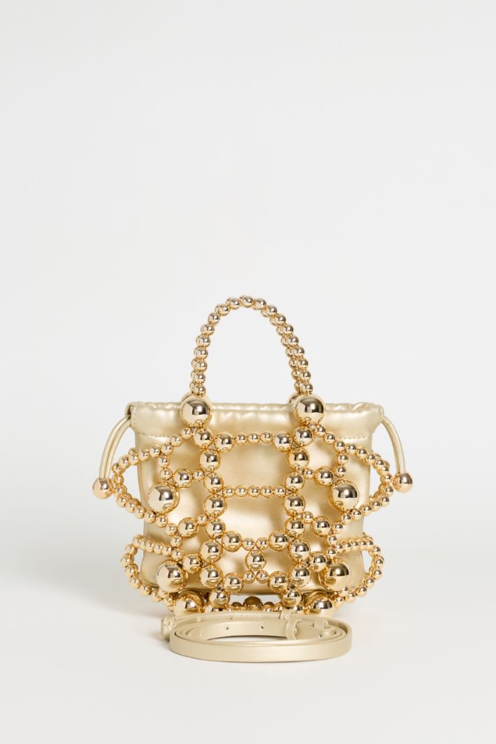 Small Bucket Bag with Spheres - GOLD - Intrend - 3