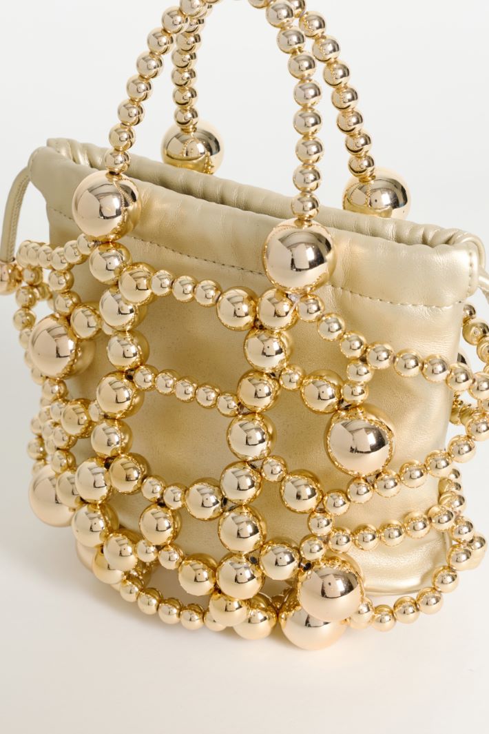 Small Bucket Bag with Spheres - GOLD - Intrend - 4