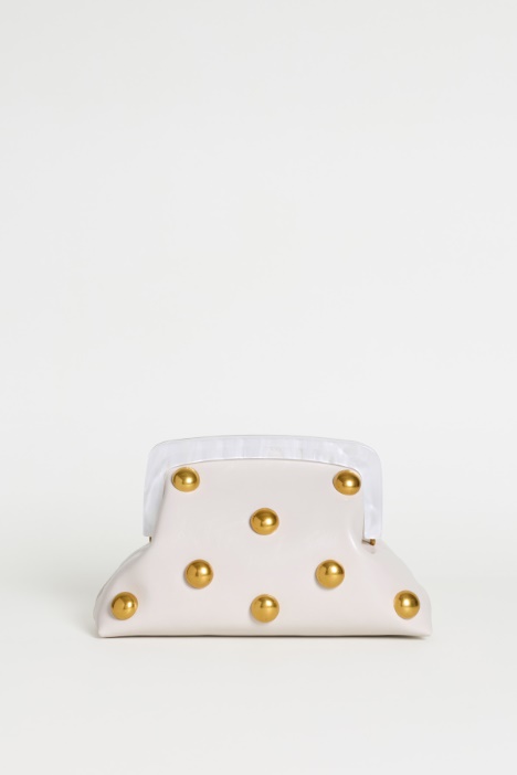 Leather Clutch with Large Metallic Boules - Intrend