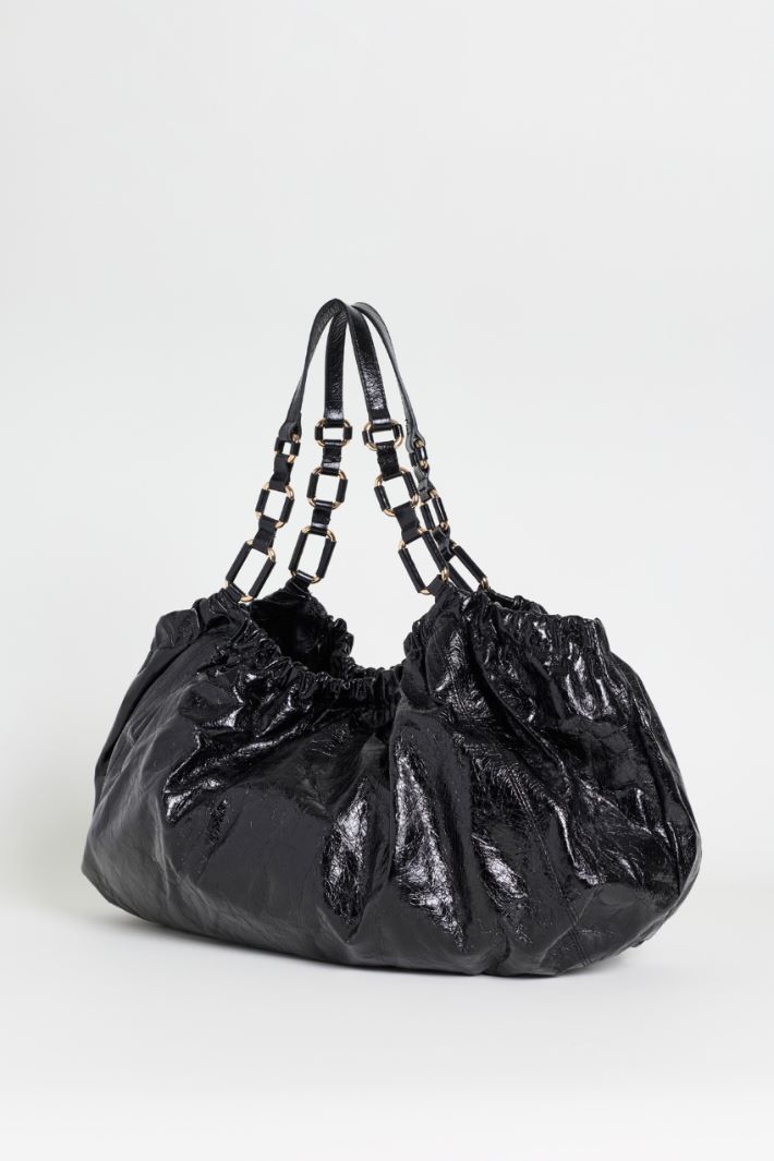 Craquelé-Effect Leather Shopper - BLACK - Intrend - 2
