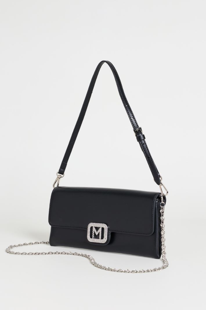 Leather Envelope Bag - BLACK - Intrend - 2