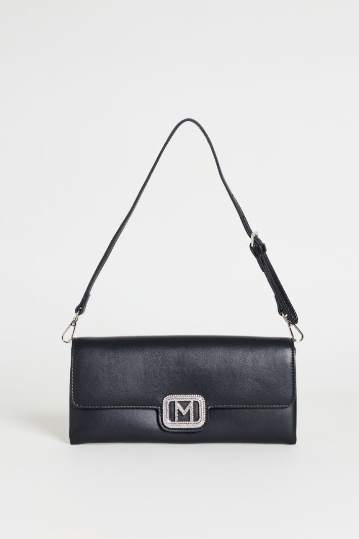 Leather Envelope Bag - BLACK - Intrend