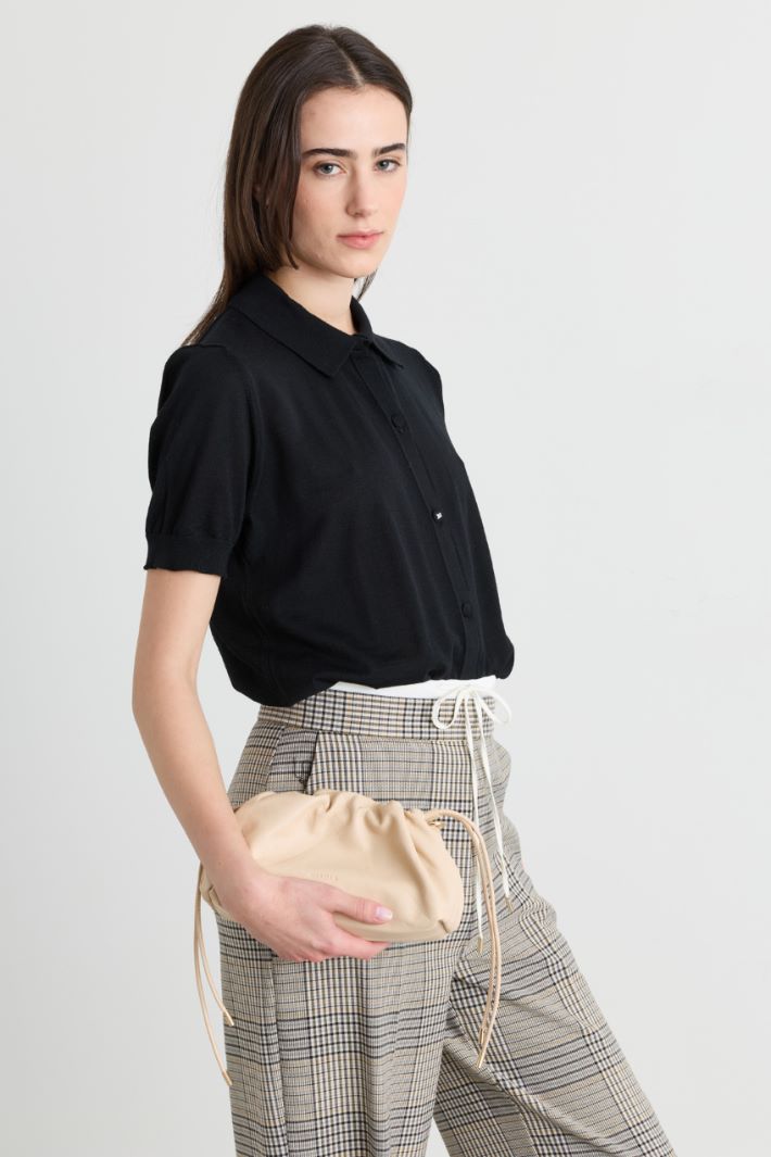 Soft Leather Bag - BEIGE - Intrend - 5