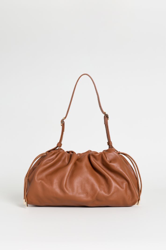 Leather Handbag - BROWN - Intrend