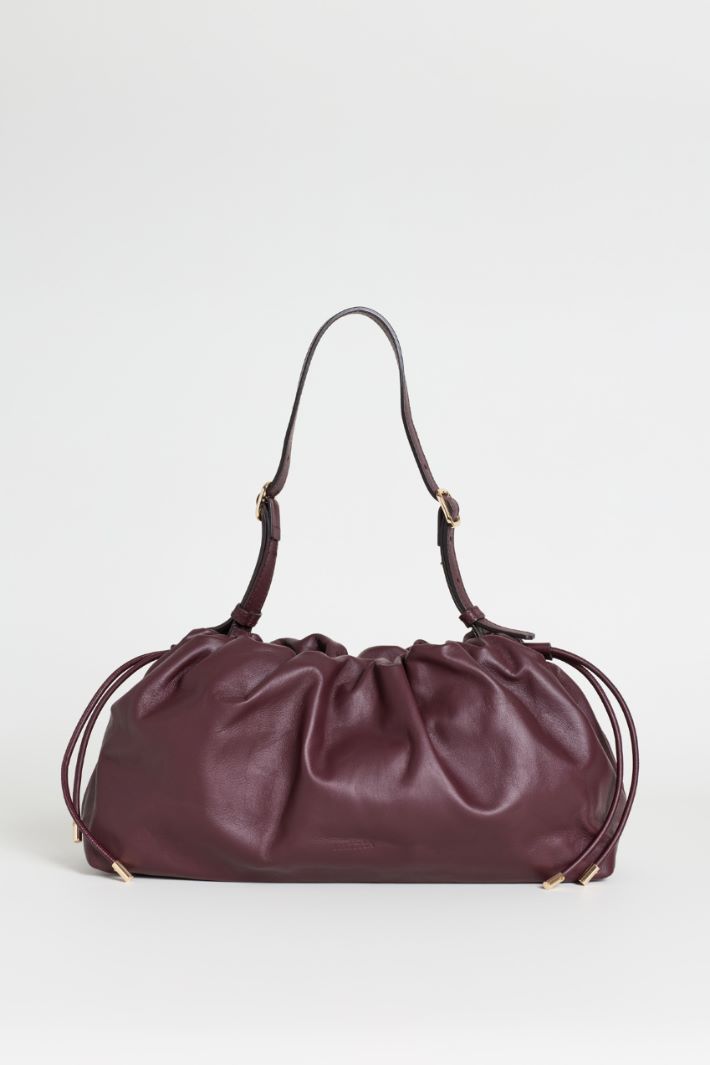 Leather Handbag - BORDEAUX - Intrend