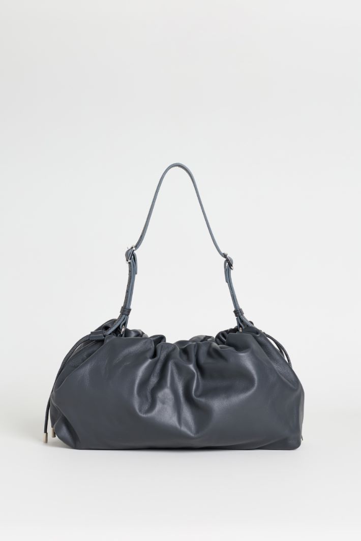 Leather Handbag - GREY - Intrend - 3