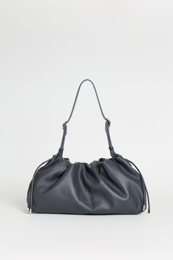 Leather Handbag - GREY - Intrend