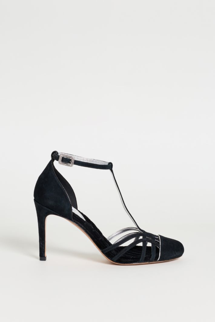 Sandalo T-bar - NERO ARGENTO - Intrend