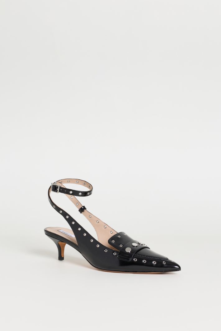 Studded Slingbacks - BLACK SILVER - Intrend - 2