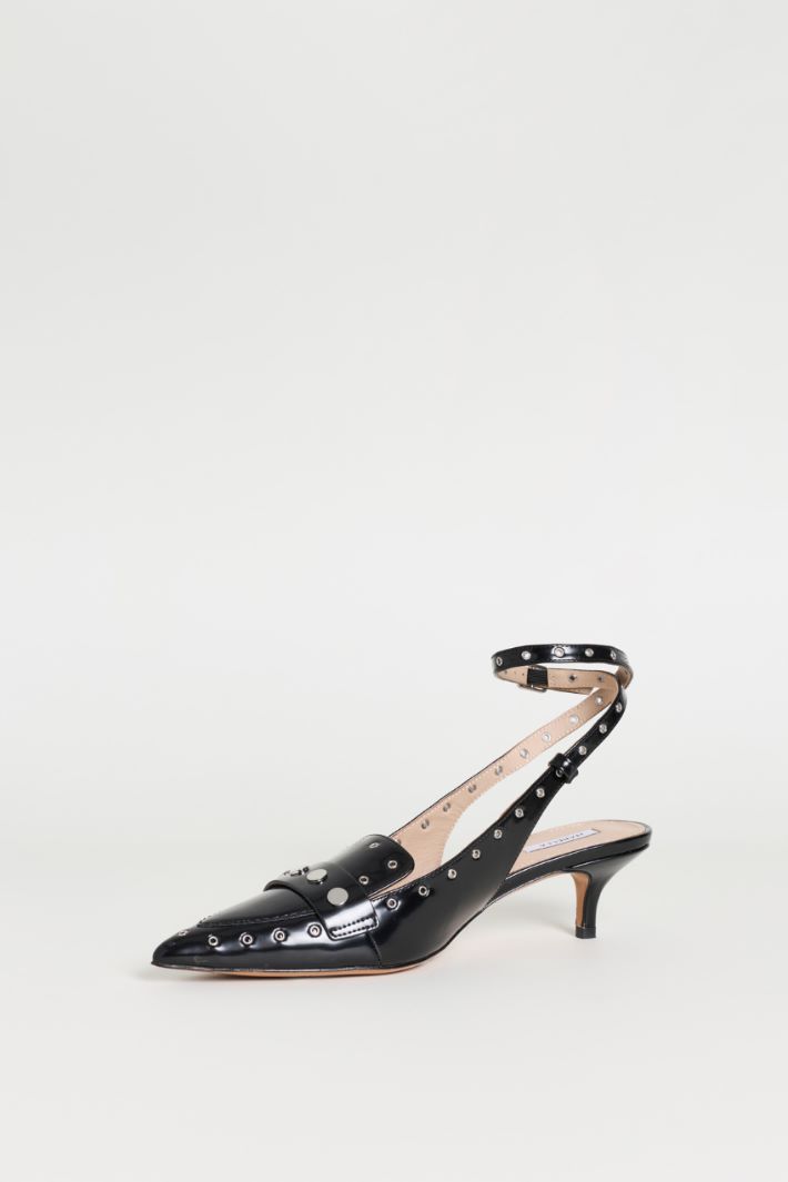 Studded Slingbacks - BLACK SILVER - Intrend - 3