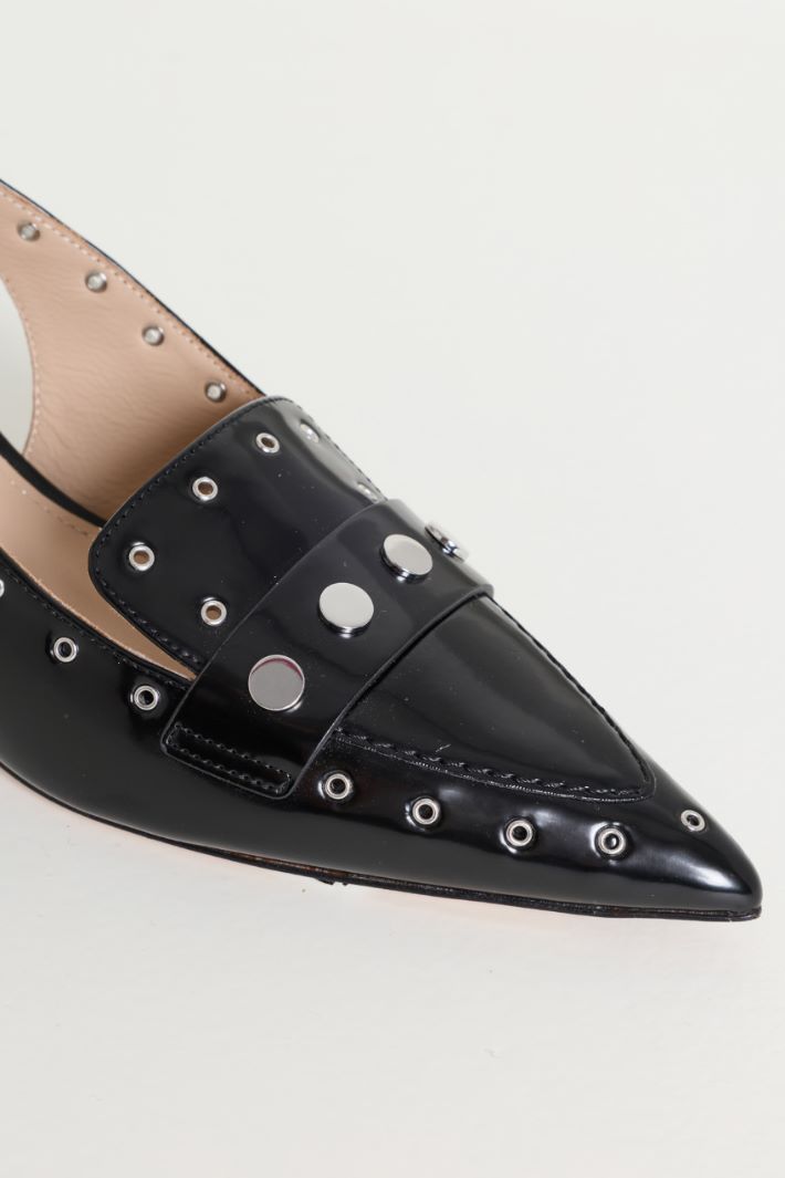Studded Slingbacks - BLACK SILVER - Intrend - 4