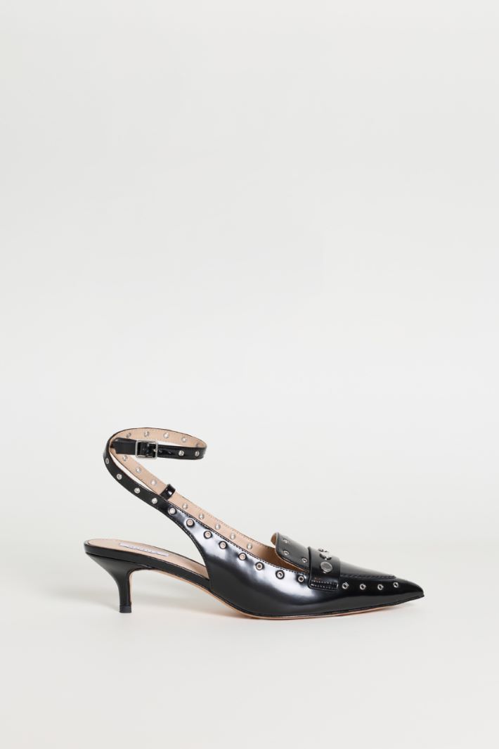 Studded Slingbacks - BLACK SILVER - Intrend