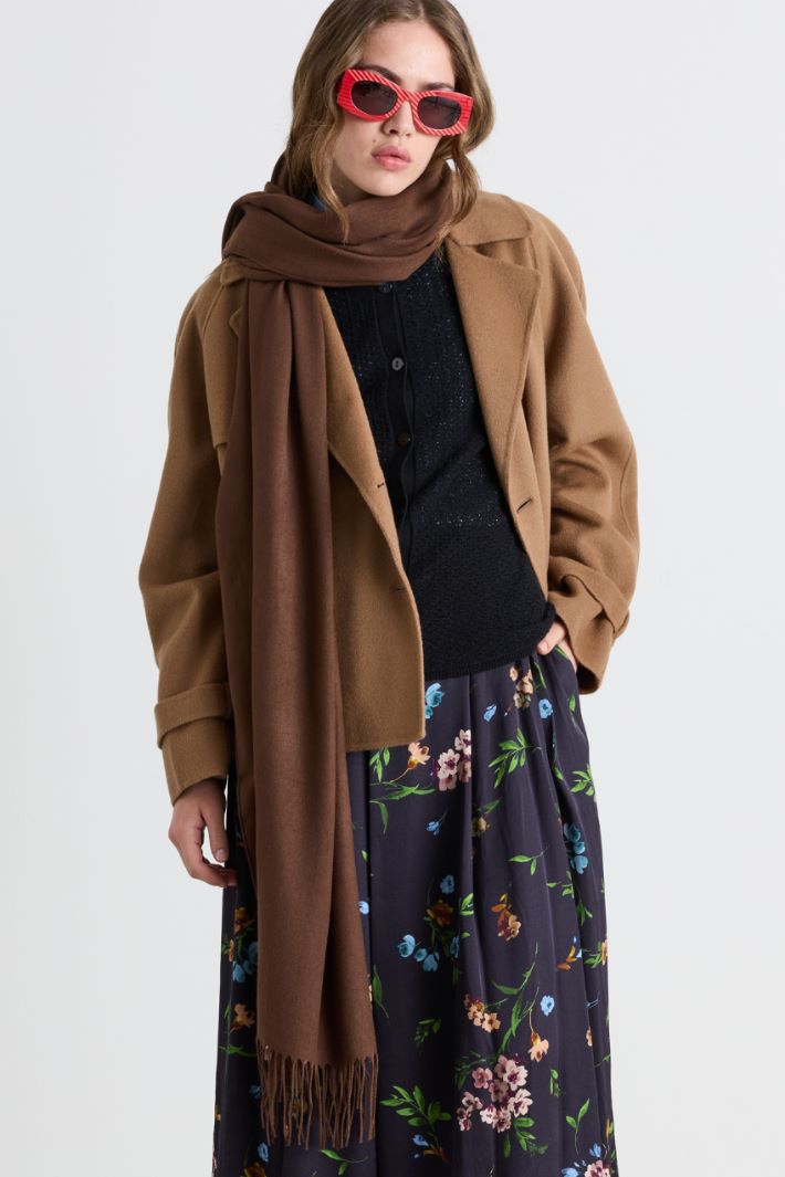 Fringed scarf - BROWN - Intrend