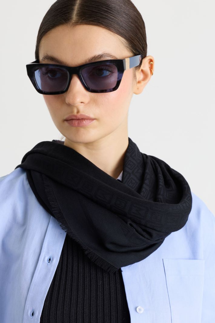 Scialle jacquard - NERO - Intrend - 2