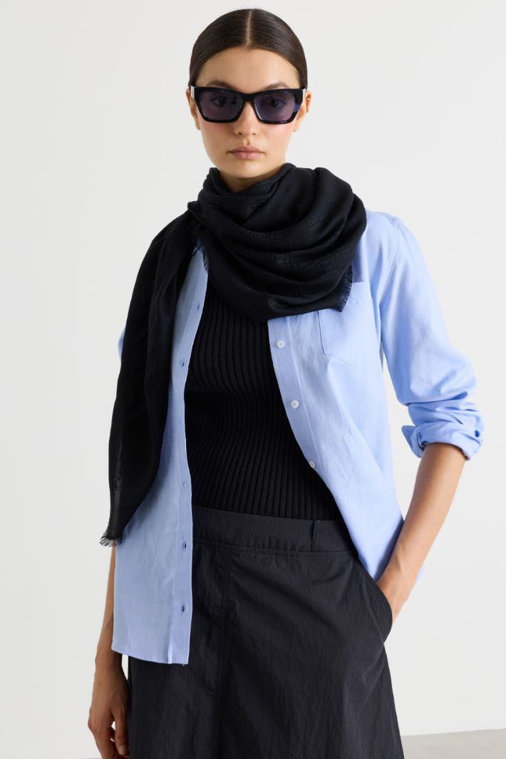Scialle jacquard - NERO - Intrend