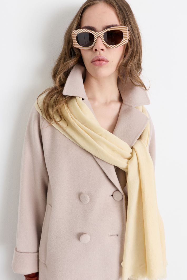 Micro-sequinned Wool Stole - BEIGE - Intrend - 2